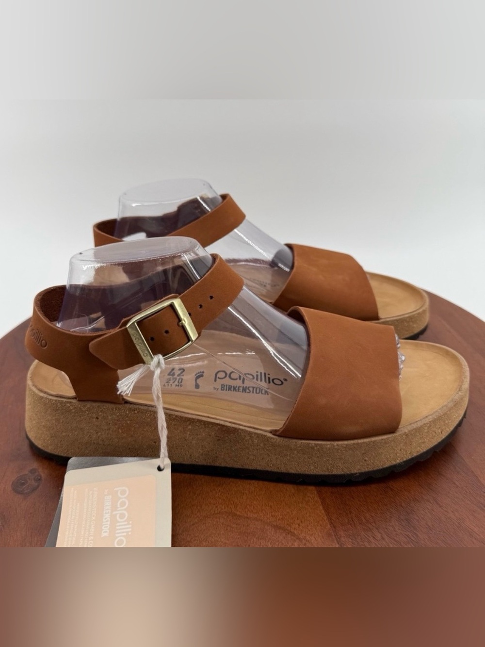 Papillio 💅 Birkenstock Glenda Pecan Brown Nubuck Leather Platform Sandals NEW - Picture 3 of 13